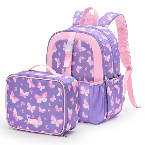 Kids Backpack Set 3 PCS with Lunch Box & Pencil Case 15.7 Inch School Bookbag for Boys Girls Ages 4-8 Lightweight Water Resistant