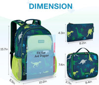 Kids Backpack Set 3 PCS with Lunch Box & Pencil Case 15.7 Inch School Bookbag for Boys Girls Ages 4-8 Lightweight Water Resistant