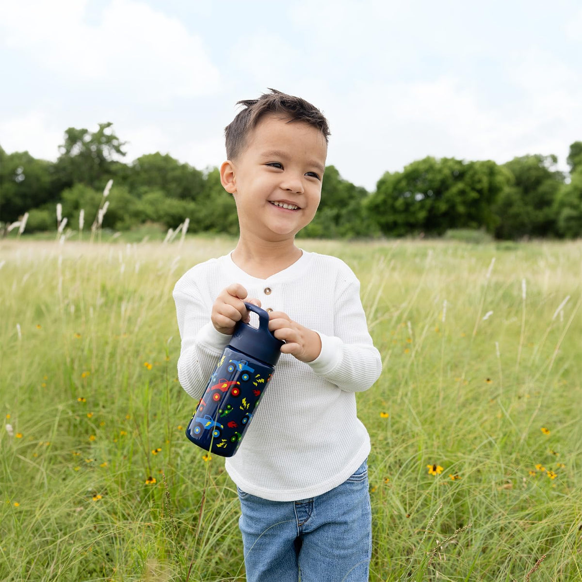 Kids Insulated Water Bottle with Straw Sippy Lid 14 oz Stainless Steel Toddler Cup Spill Proof Leakproof Vacuum Insulated