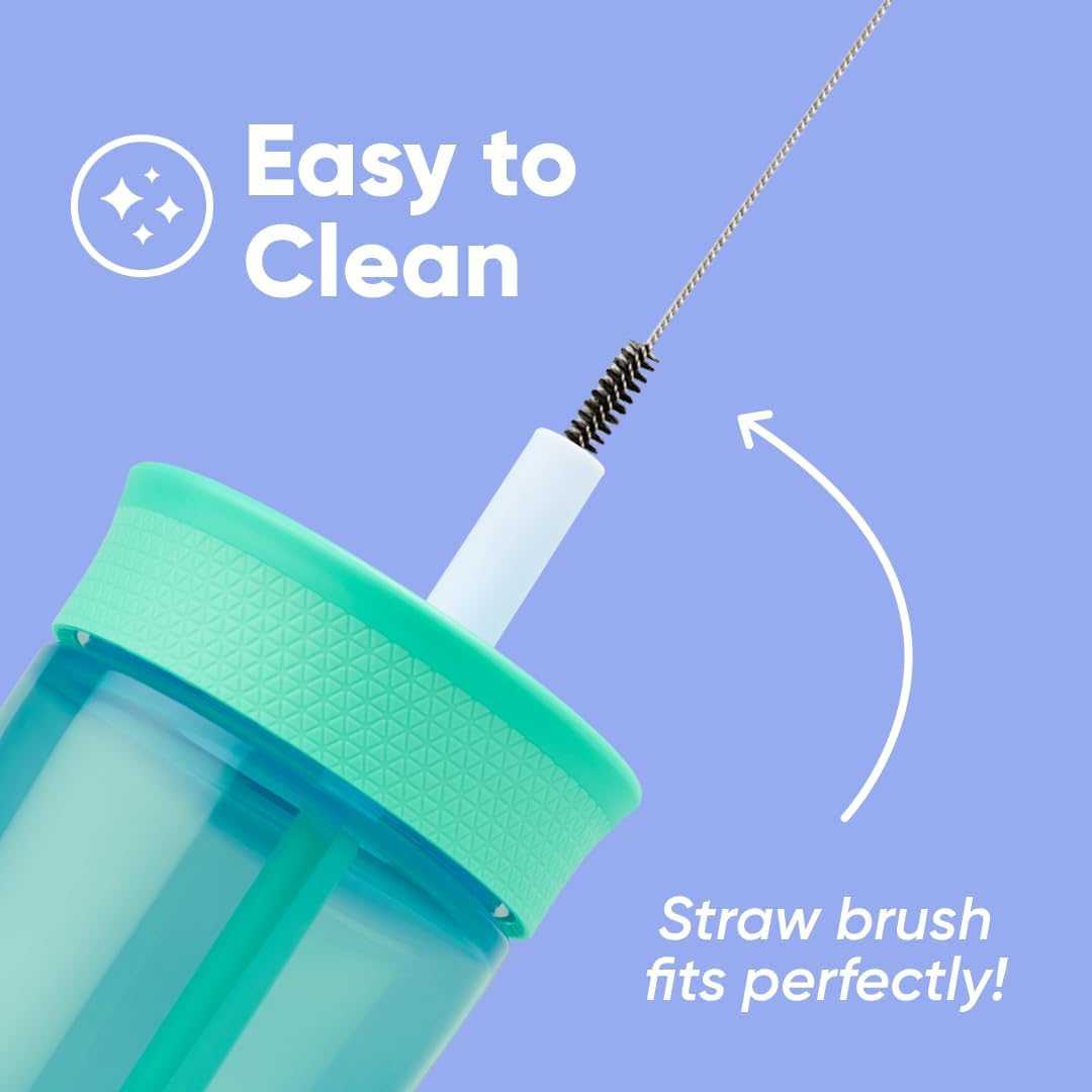 Kids Plastic Water Bottle 15 oz Blues Spill-Resistant Lid Reusable Straw Cup-Holder Friendly BPA Lead and Phthalate-Free