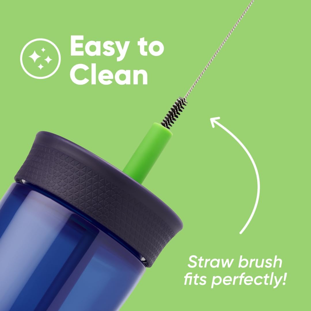 Kids Plastic Water Bottle 15 oz Home Base Spill-Resistant Lid Reusable Straw Cup-Holder Friendly BPA Lead Phthalate-Free