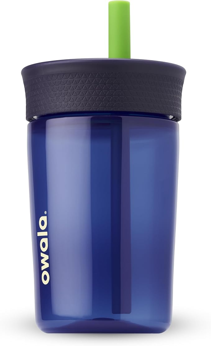 Kids Plastic Water Bottle 15 oz Home Base Spill-Resistant Lid Reusable Straw Cup-Holder Friendly BPA Lead Phthalate-Free
