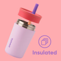 Kids Stainless Steel Tumbler 12 oz Insulated Spill-Resistant Lid Reusable Straw Double-Wall Vacuum Cup-Holder Friendly
