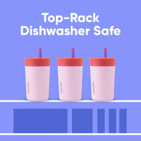 Kids Stainless Steel Tumbler 12 oz Insulated Spill-Resistant Lid Reusable Straw Double-Wall Vacuum Cup-Holder Friendly