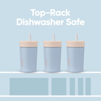 Kids Stainless Steel Tumbler 12 oz Seas The Day Insulated Spill-Resistant Lid Reusable Straw Double-Wall Vacuum Cup-Holder Friendly